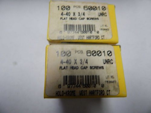 Holo=Krome 4-40x 3/4&#034; Flat Head  Cap Screws 2 box of 100 each