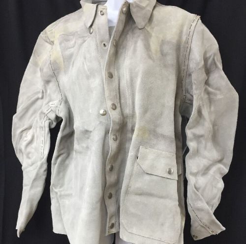 Leather Welders Jacket Button Up Long Sleeve Large &amp; Bib See Listing