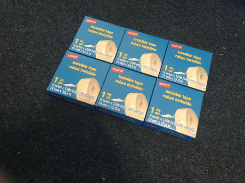 Staples Invisible Tape - 3/4in x 1296 yd - 6 Pack - BRAND NEW! Dispenser Rolls