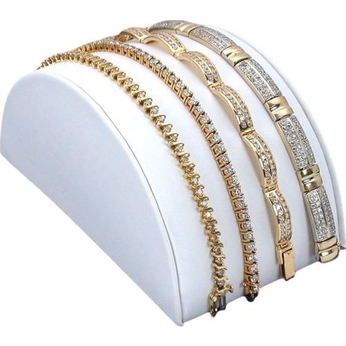 White Faux Leather Bracelet Half Moon Ramp Stand