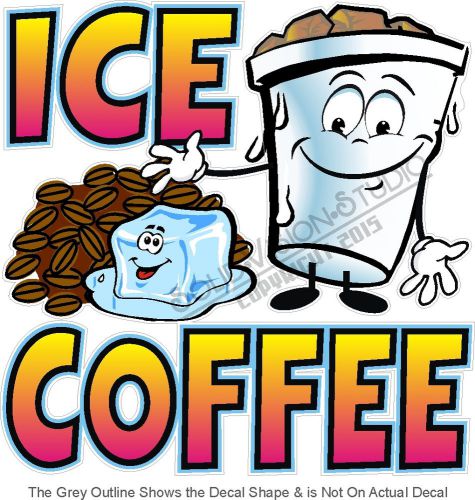 14&#034; Ice Coffee Cartoon Concession Trailer Food Truck Restaurant Vinyl Sign Decal