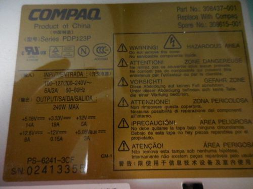 1 PC COMPAQ PDP123P  POWER SUPPLIES AC