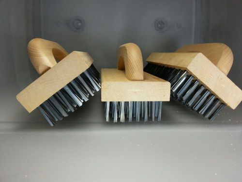 3 Butcher Block Brushes - Flat Tempered Steel Bristle w/Handle 9&#034; x 4&#034; FREE SHIP