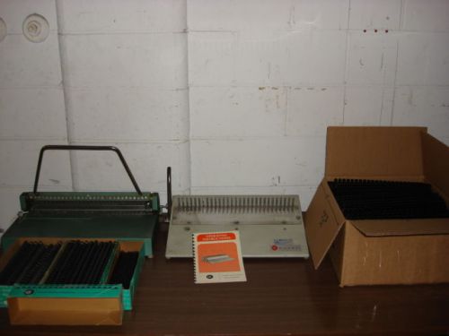 Vintage paper punch and bindery set up.  metal tool hand operated plastic comb for sale