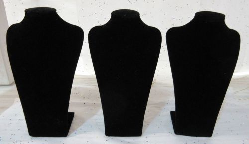 Wholesale Lot Bulk 3 Necklaces Display Neck Forms Black Velvet 8&#034; Tall by 4&#034; W20