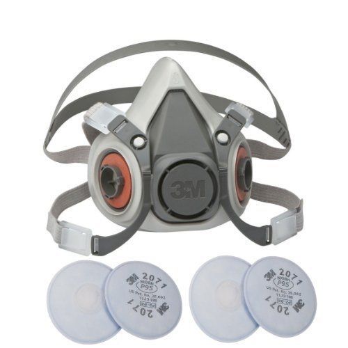 3M 6100 Small Half Mask Reusable Respirator with Adjustable Straps, with 2 Pairs
