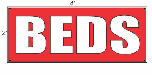 2x4 BEDS Red with White Copy Banner Sign NEW