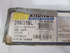 Partial Radnor Mckay 64004464 Stainless Steel 1/8&#034; X 36&#034; TIG Welding Rods 8 Lbs