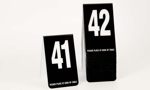 Break Resistant Table Number Tents 41-80-  Black w/White Numbers, Free shipping
