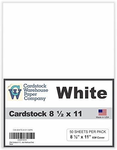 White Cardstock 8 1/2&#034; x 11&#034; - 50 Pack from Cardstock Warehouse 65# Cover