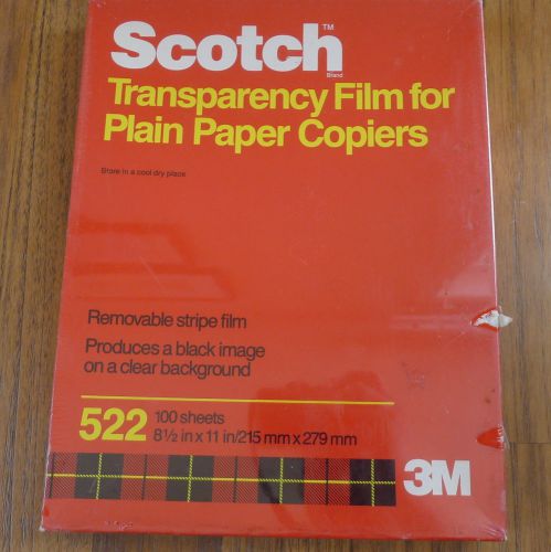 Scotch 3M 522 Transparency Film Plain Paper 66000-9 8 1/2&#034; x 11&#034; 100 Sheets