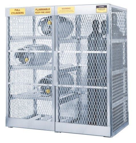 Justrite 23008 welded aluminum combo cylinder horizontal and vertical locker,... for sale