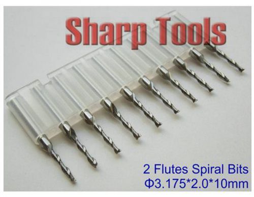 10 pcs 3.175*2*10mm 2 flutes carbide mill spiral cutter wood cnc router bits for sale