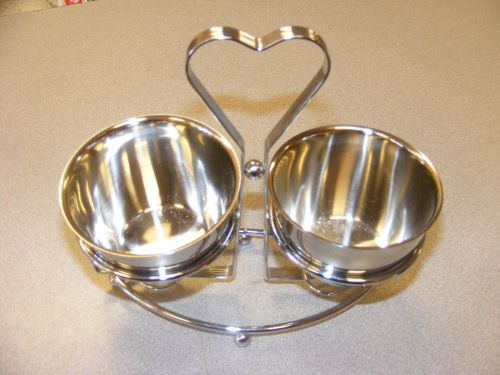 CONDIMENT HOLDER-STAINLESS CUPS for MUSTARD-KETSUP-PICKLES-RELISH-MAYO ETC- NEW