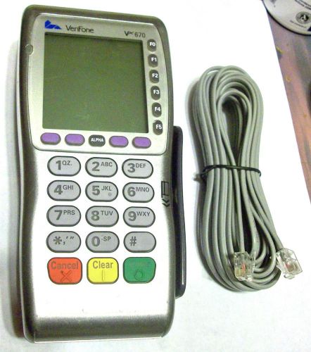Verifone vx670g credit card reader terminal w/sim card &amp; 5ft phone cord for sale