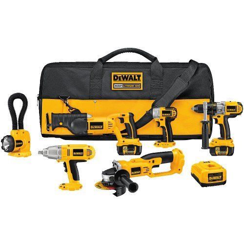 Dewalt 6 Tool Combo Kit 18V Hammer Drill Impact Driver Sawzall Reciprocating Saw