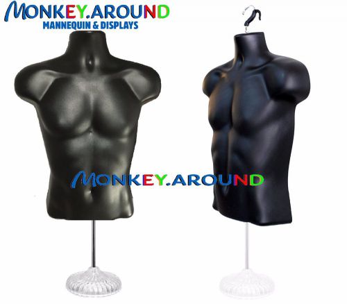1 Male Mannequin, Black Dress Body Torso Form+1 Stand +1 Hook- Display Men Shirt