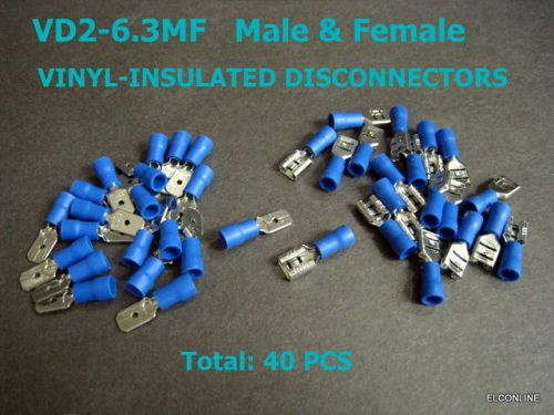 VD2-6.3MF 0.25&#034;  M&amp;F SPADE TERMINAL BLUE Ass#A7  x 40