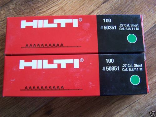 2 boxs of 100 Hilti .27 caliber Cartridges Green #50351