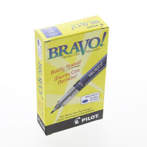 Pilot Corp Of America Bravo Liquid Ink Marker Pen, Bold Point, Blue Ink