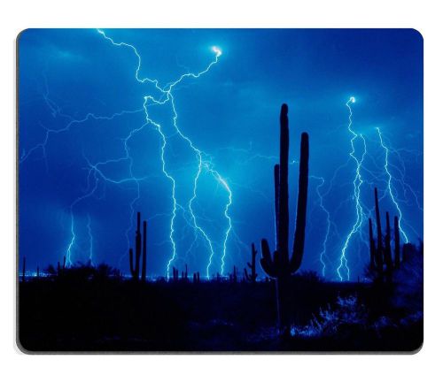 New Blue Night Desert Lightning Storm Cacti Mouse Pad Mats Mousepad Hot Gift