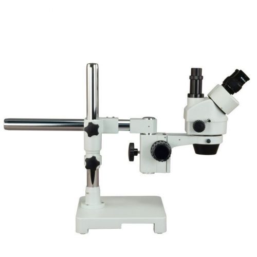 OMAX 7X-45X Trinocular Zoom Stereo Microscope on Single Bar Boom Stand