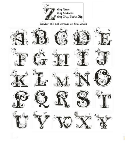 30 Return Address Labels Alphabet Monogram Floral Buy 3 get 1 free (Fl7)