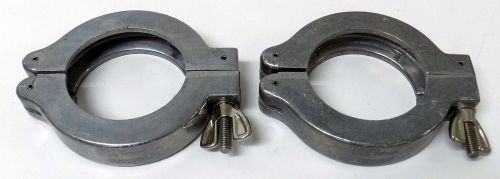 Two nor-cal klein flange kf-50 50mm vacuum fitting centering ring union clamps for sale