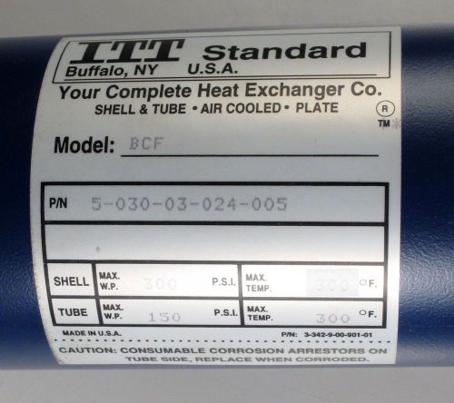 Itt standard heat exchanger model bcf 5-030-03-024-005 for sale