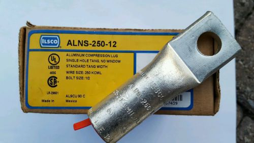 NEW ILSCO ALNS-250-12 ALUMINUM COMPRESSION LUG. BOX OF 5.