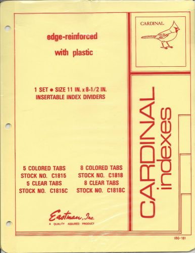 Cardinal Indexes Insertable Tab Index 11 x 8-1/2 Dividers 5 Tabs Per Set Clear