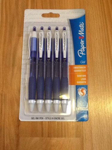 Sanford papermate gel pens retractable, 0.7mm, medium point, 5-pack blue for sale