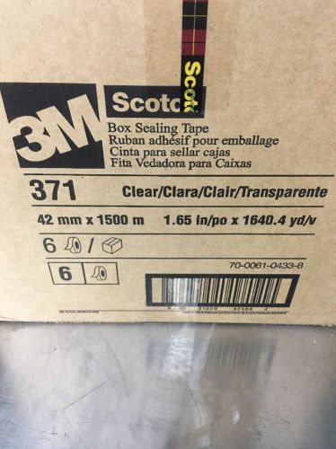 SCOTCH 3M BOX SEALING TAPE-(Box Of 6) 371, CLEAR, 42mm x 1500m, 1.65&#034; x 1640.4yd