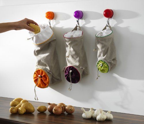 Potato Vegetable Keep Sack by Orka Double Draw String Design All Cotton Hang