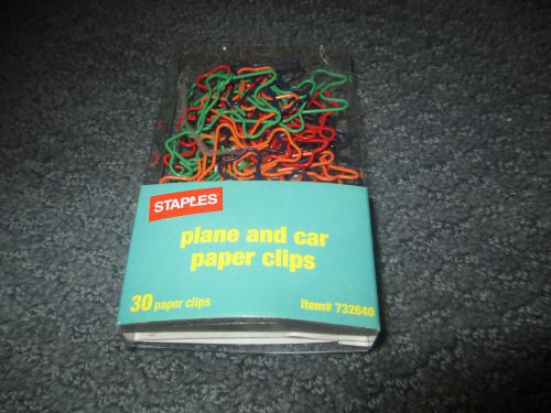 Staples 30 Plane And Car Paper Clips   732640                      NEW