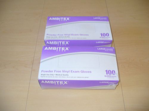 2  box  Ambitex Vinyl Exam Gloves Powder Free - Size Large 100/bx