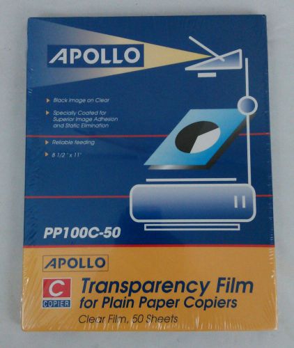 APOLLO 50 Sheets Plain Paper Copier Transparency Film 8.5&#034; X 11&#034; PP100C-50