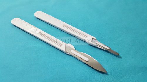 2 ASSORTED DISPOSABLE STERILE SURGICAL SCALPELS #24 #15 PLASTIC GRADUATED HANDLE