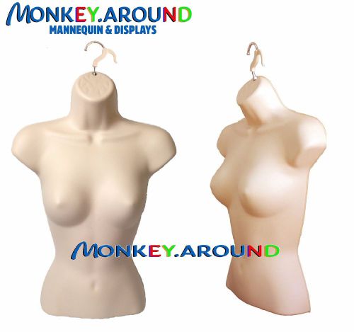 1 Female Mannequin Flesh Torso Form +1 Hook Hanger- Display Clothing Dress Shirt