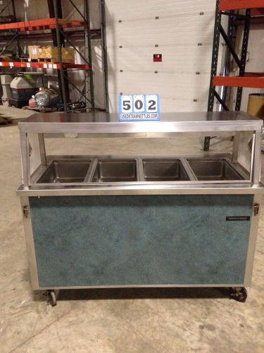 DELFIELD 4 WELL ELECTRIC PORTABLE HOT FOOD TABLE 4 DRAINS S/S SHELF CASTERS NSF