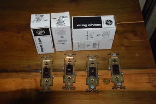 Lot of 4: Vintage Quiet Switch Single Pole 15A-120V AC GE#5941-1 Brown Bakelite