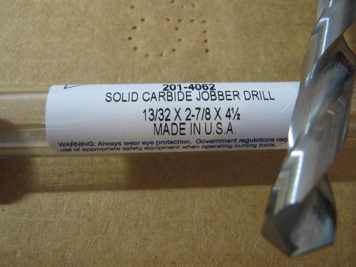 13/32&#034; (.4062) jobber (std) carbide 25 deg helix 118 deg split pt drill &#034;new&#034; for sale