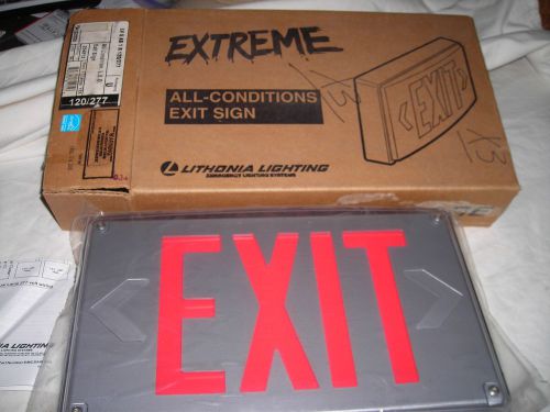 2 x lithonia  lv s ab 1 r 120/277 led exit sign with battery backup cast alum for sale