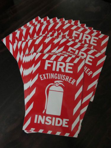 (50-Signs) Fire Extinguisher Inside with Picture 6&#034;x9&#034; Sign,Self Adhesive Vinyl