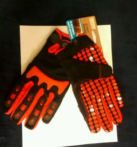 LARGE PAIR OF BLACK CANYON HIGH IMPACT GLOVES synthetic leather palm w/poly dots