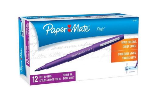 Paper Mate Flair Porous-Point Felt Tip Pen Medium Tip 12-Pack Purple (8450152)