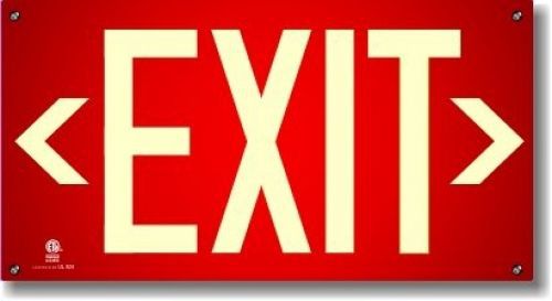 Photoluminescent exit sign red w/holes and hardware - code approved aluminum ul for sale