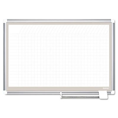 All Purpose Porcelain Dry Erase Planning Board, 1x2 Grid, 36x24, Aluminum Frame