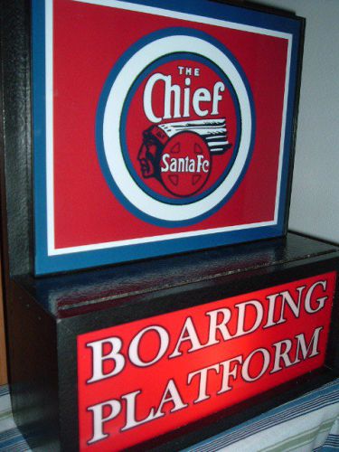 Santa Fe Chief Railroad Train Station Advertising Man Cave Lighted Sign