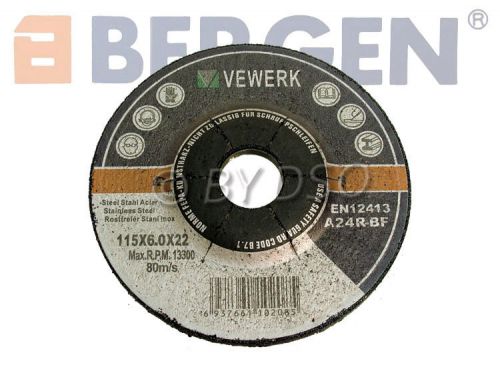BERGEN 4 1/2 in Inch Metal Grinding Discs Angle Grinder 5 Pack Depressed Centre
